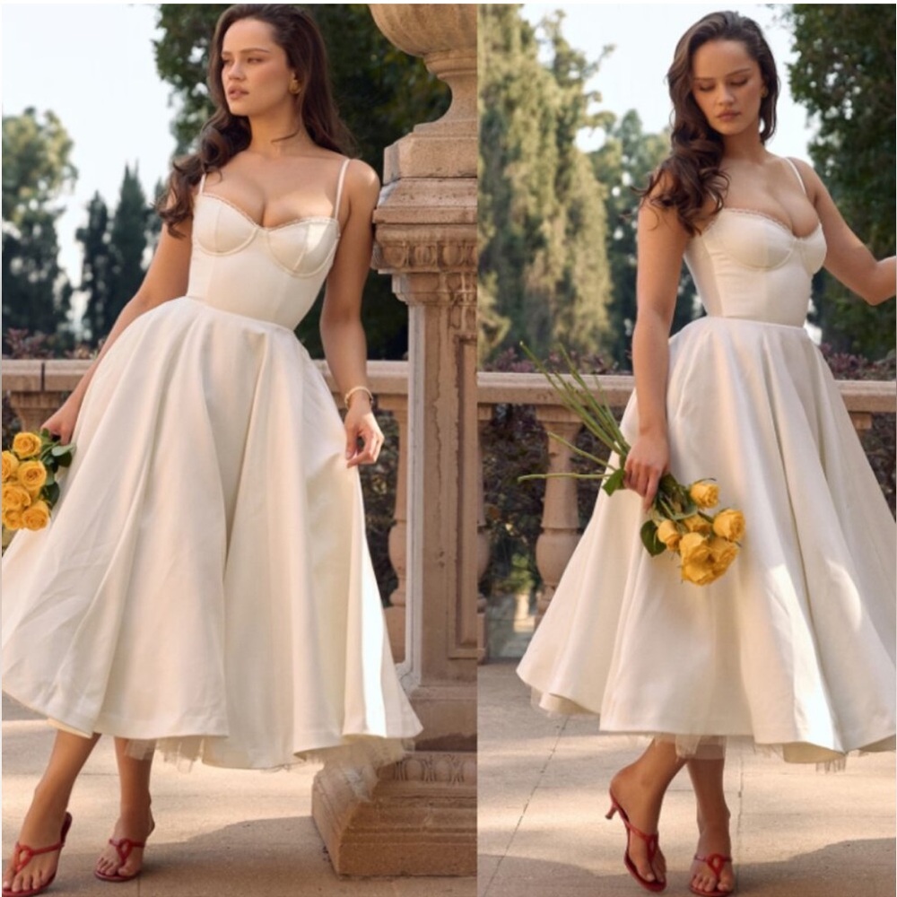 HOUSE OF CB Mademoiselle White Tulle Midi Dress NWOT